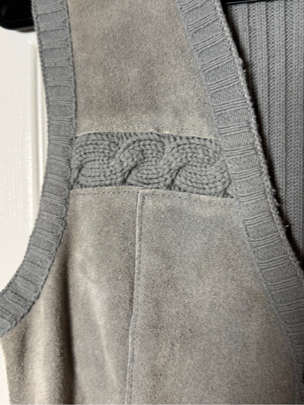 VTG 70s Ms. Today Grey Suede Knit Panel Boho Button Vest Size 12/M - Picture 6 of 9